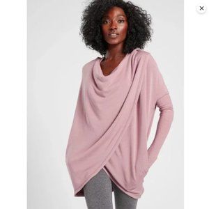 Athleta Mauve Purana Tulip Wrap Cowl Drape Sweater